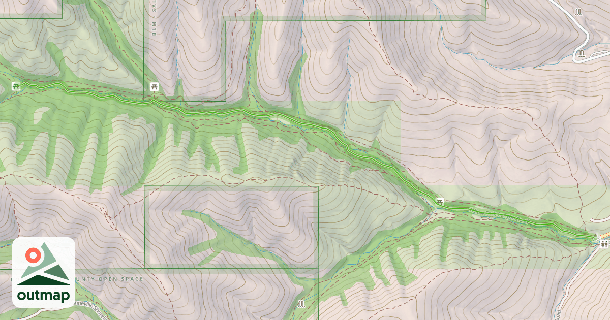 Map of Yellow Fork Canyon Road