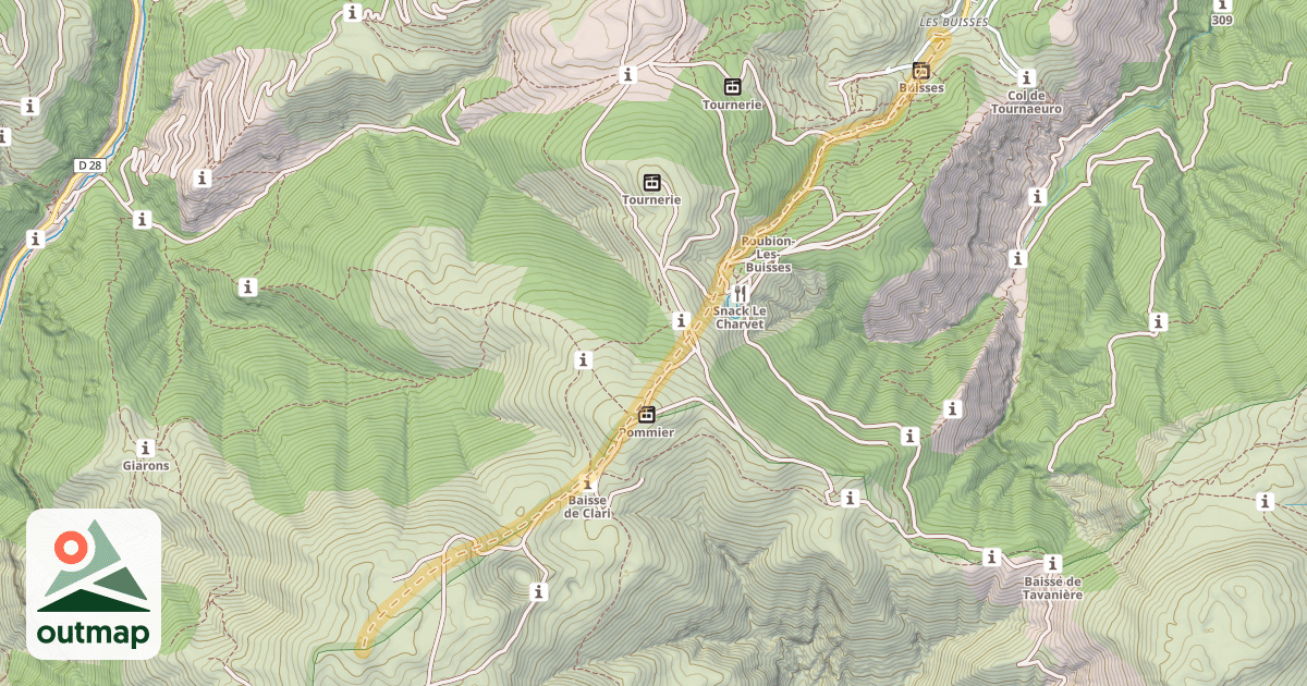 Map of Tête de Giarons — Les Buisses