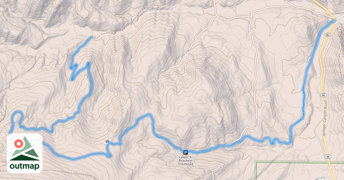 Map of South Fork Bracket Creek Road