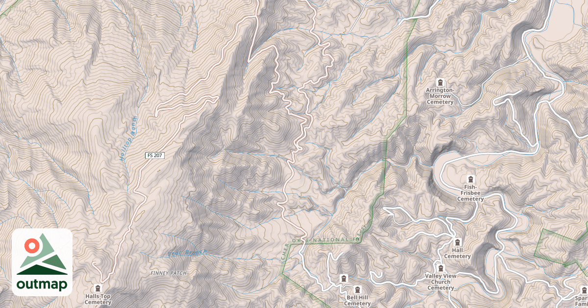 Map of HALL TOP SPUR