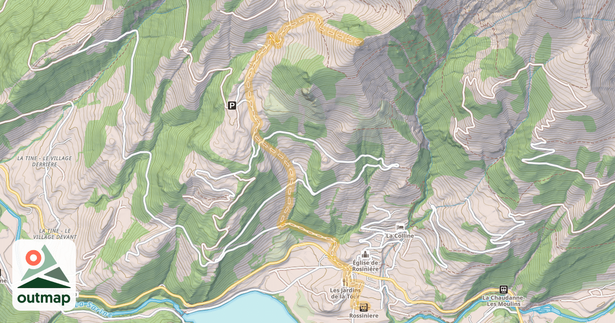 Map of Von Rossinière via Les Clous