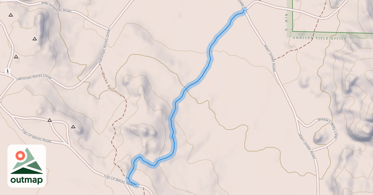 Map of Top of Becks Road