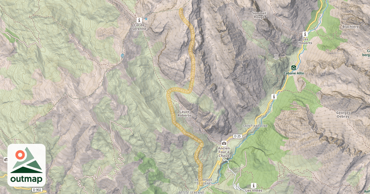 Map of La Mortice sommet sud — Grande Serenne