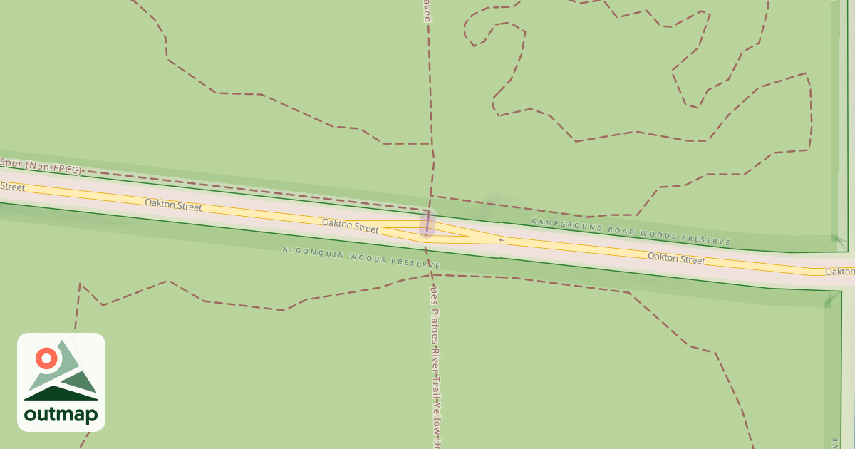 Map of Des Plaines River Trail Yellow Unpaved