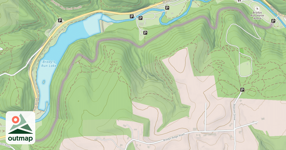 Map of Old Brady's Run Road
