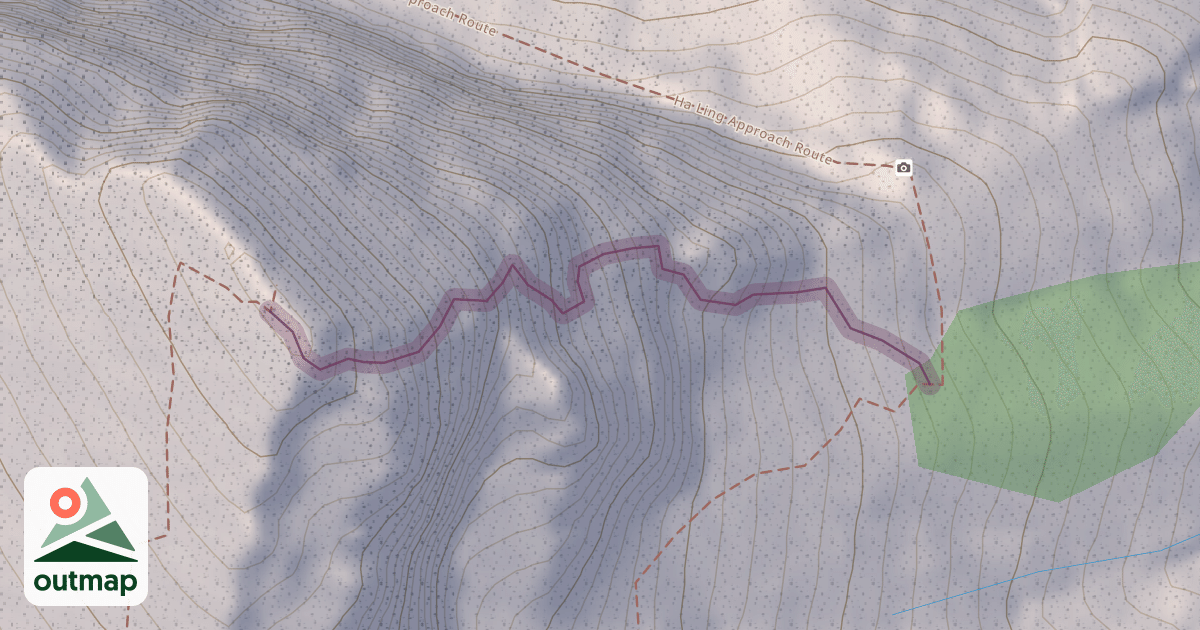 Map of Ha Ling NE Face Climbing Route