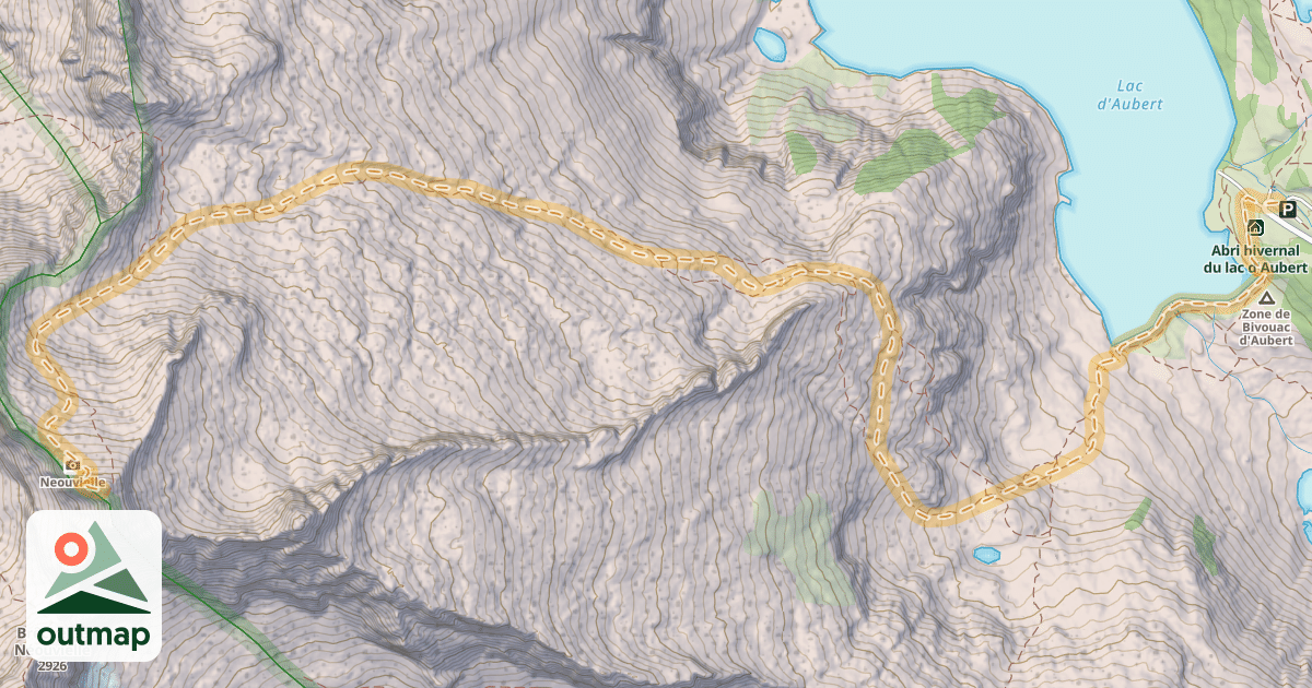 Map of Pic de Néouvielle ou d'Aubert — Lac d'Aubert