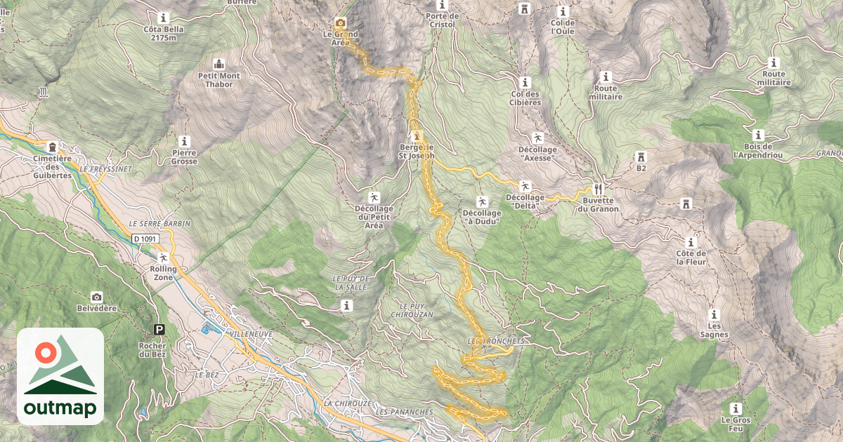 Map of Le Grand Aréa — Le Villard Laté