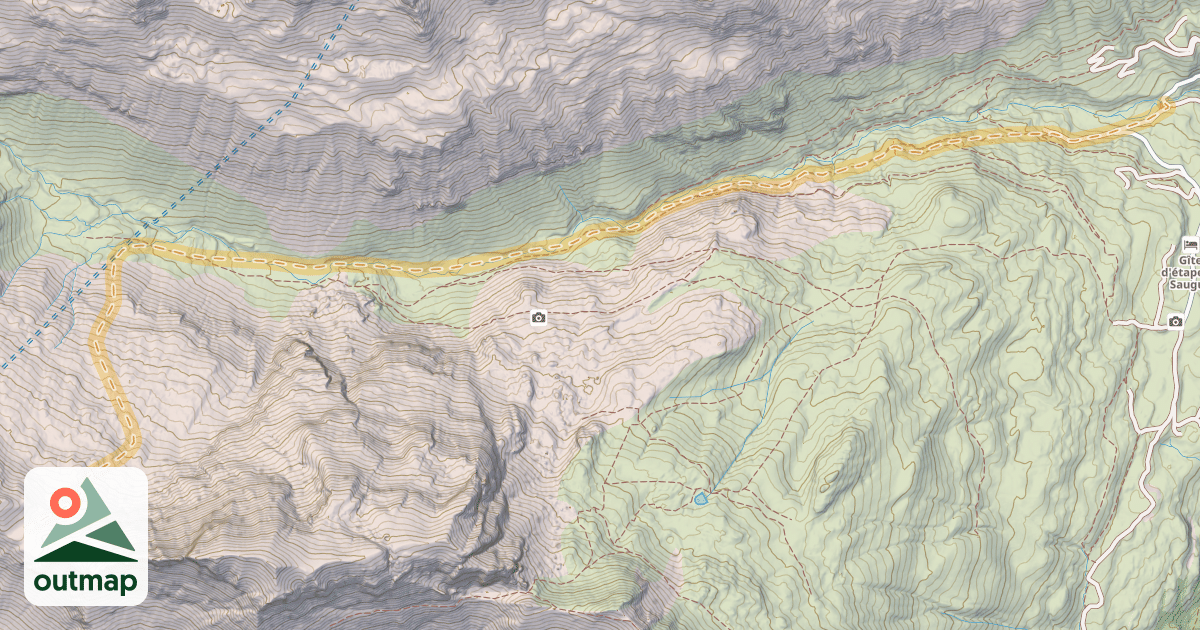 Map of Col d'Aspé ou de Pla Coumunau — Pont de Saugué