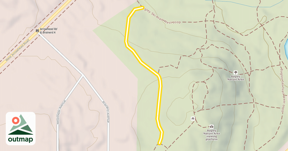 Map of Bagley Ski Trail West Loop