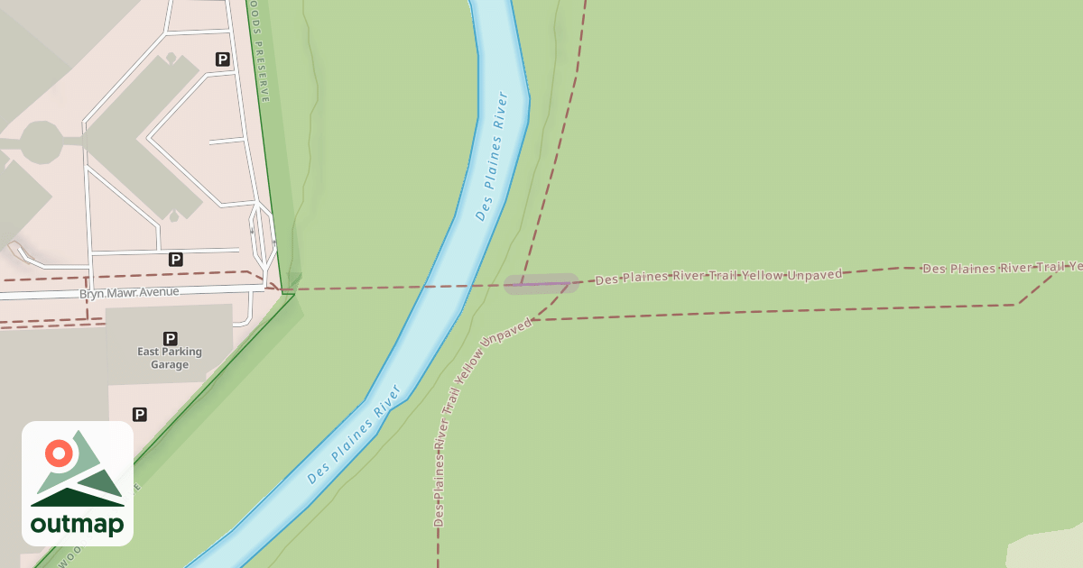 Map of Des Plaines River Trail Green Unpaved Spur (Central)