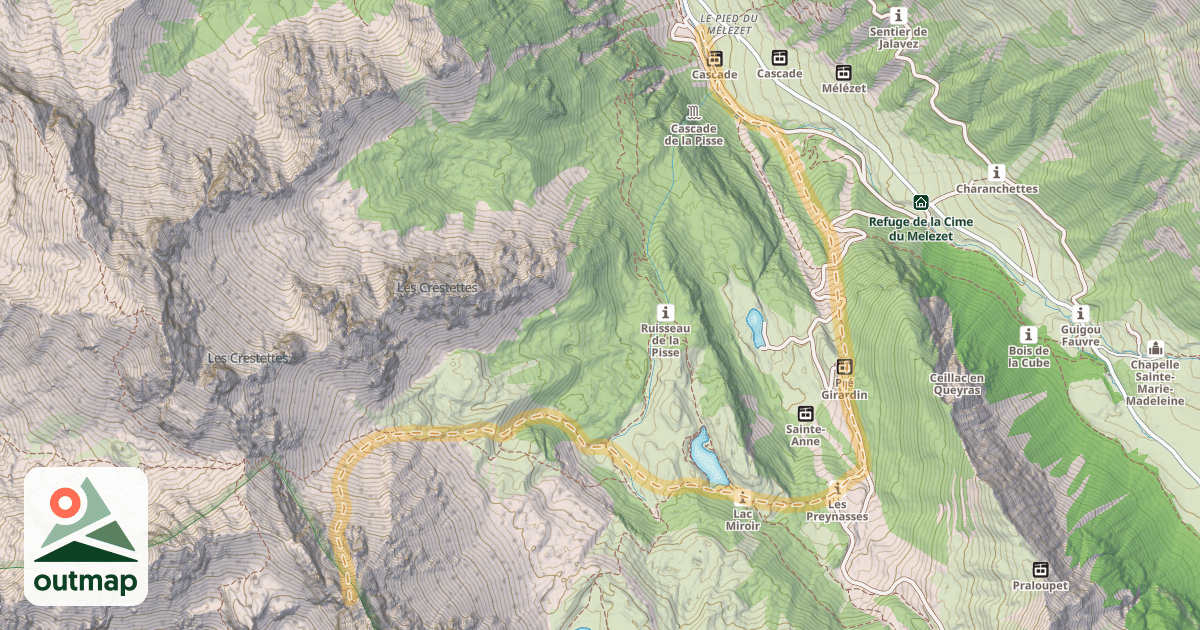 Map of Crêtes des Veyres — Pied du Mélezet