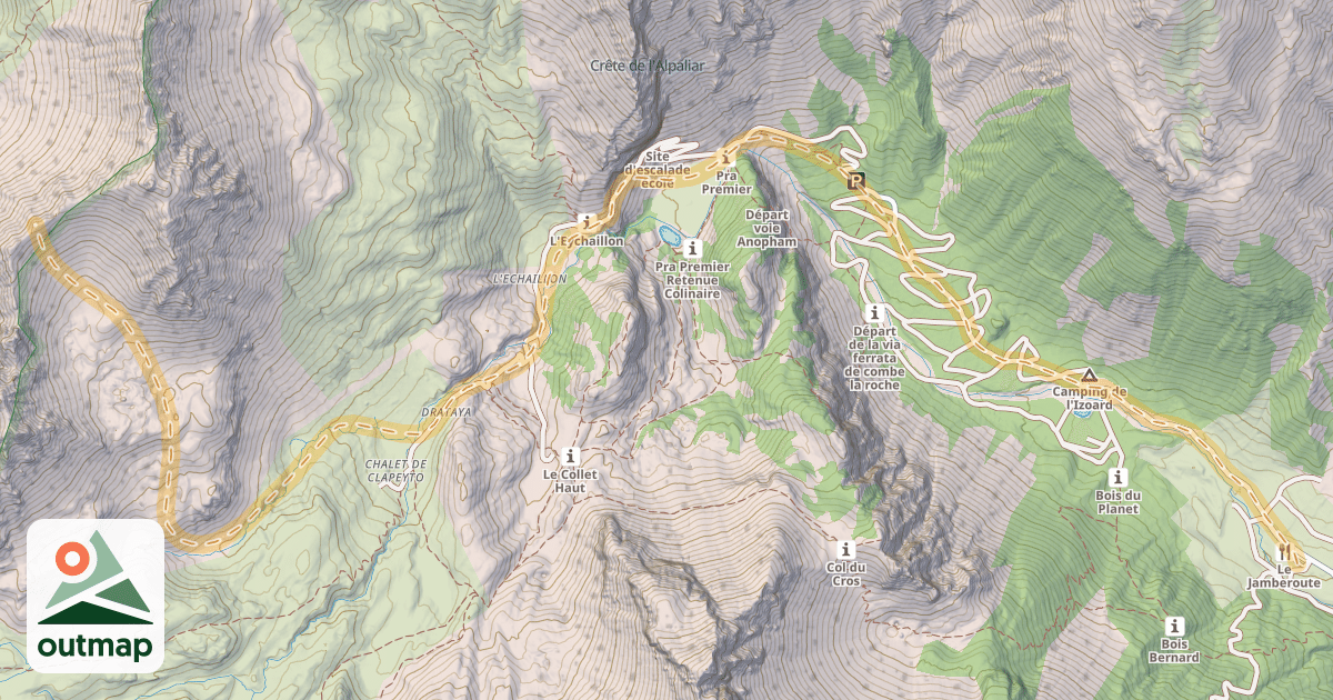 Map of Crête des Dormillouse — Brunissard