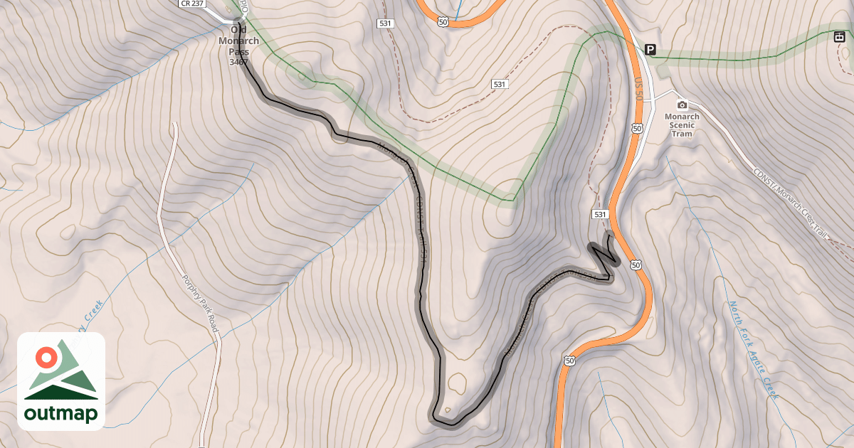 Map of Monarch Crest - CDNST Trail 531