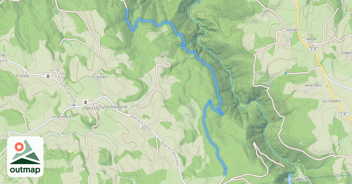 Map of Piste Forestiere Nauvioles à La Salesse