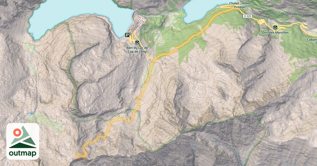 Map of Pics d'Estaragne — Lac d'Orédon
