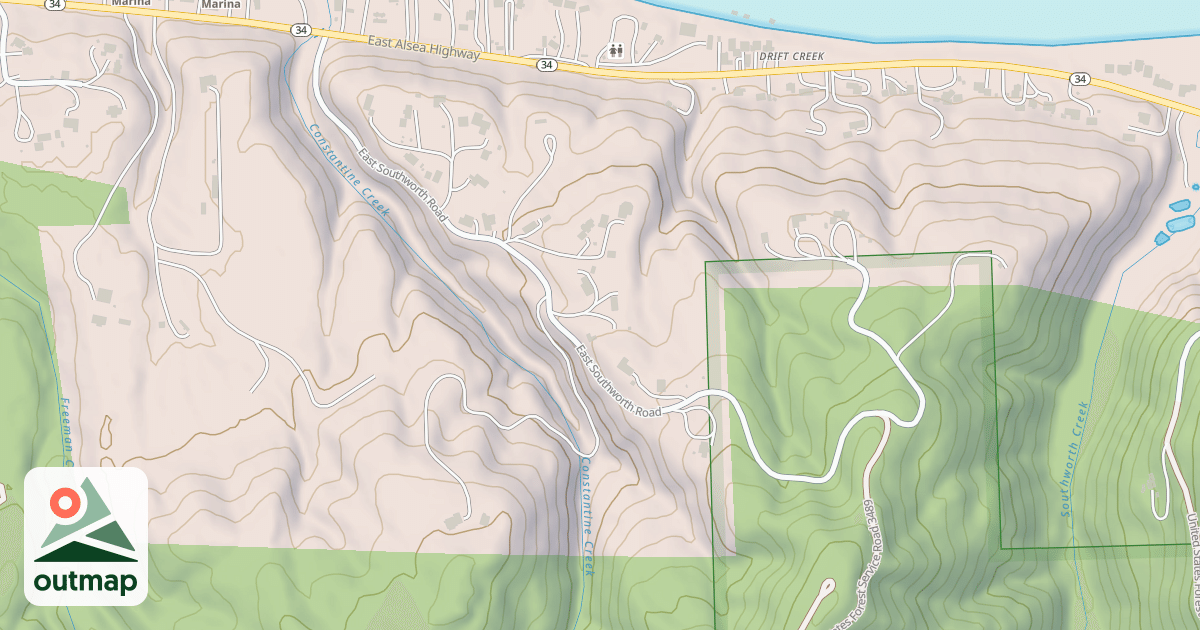 Map of EAST SOUTHWORTH CREEK