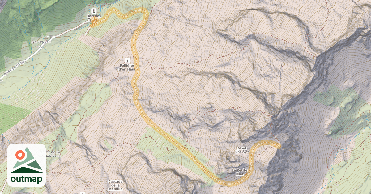 Map of Col du Mont Charvet — Les Troncs