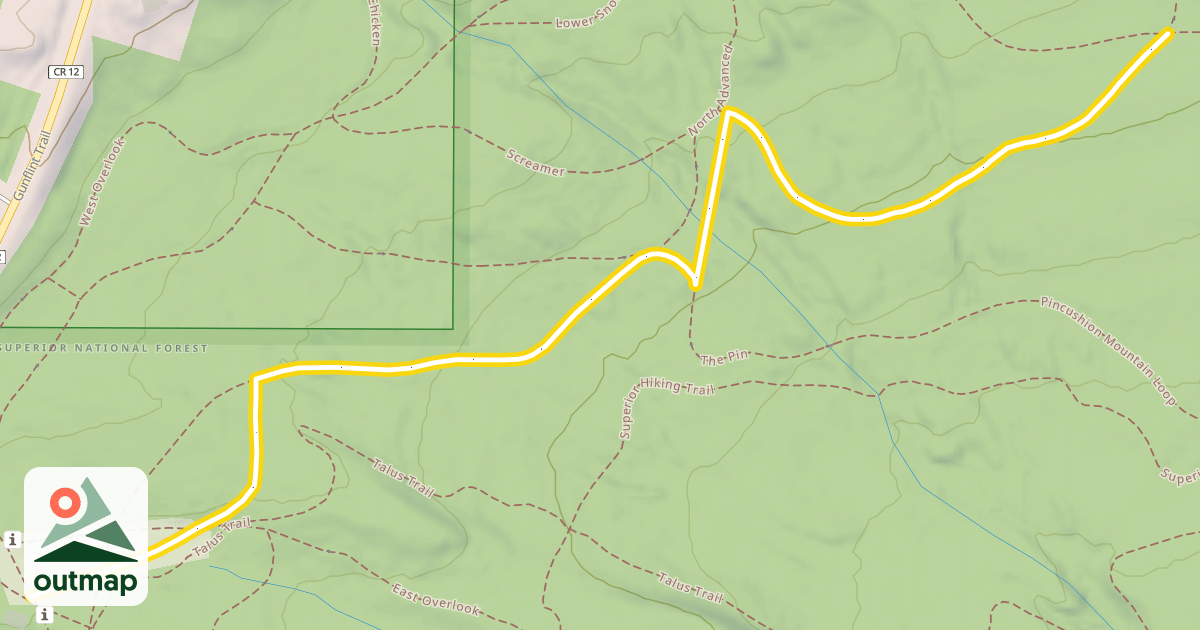 Map of Pincushion Mountain Loop