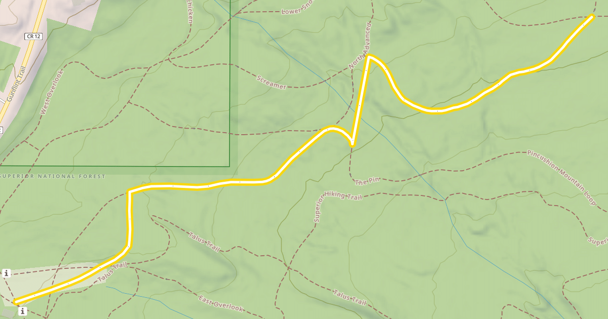 Map preview of Pincushion Mountain Loop