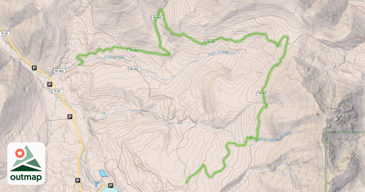 Map of Upper Wildhorse Lick Trail