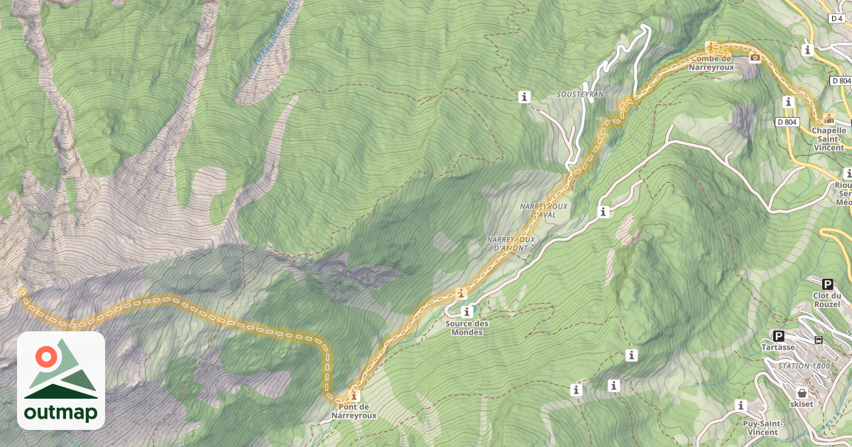 Map of Crête de Reychard — Chapelle Saint-Vincent