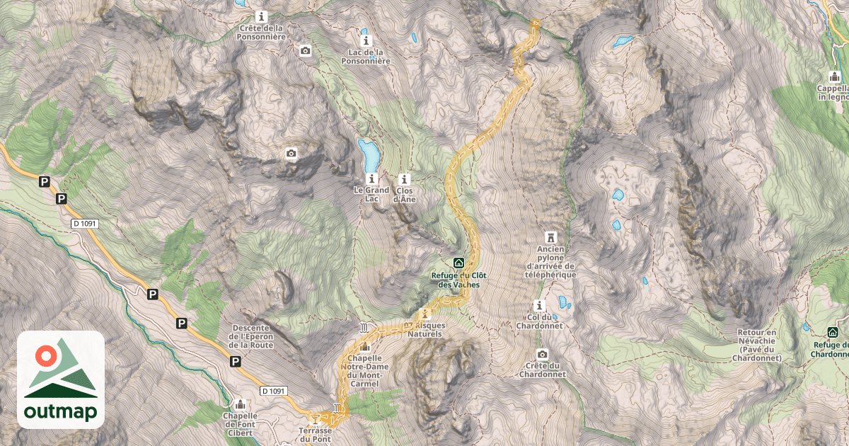 Map of Col des Béraudes — Le Pont de l'Alpe