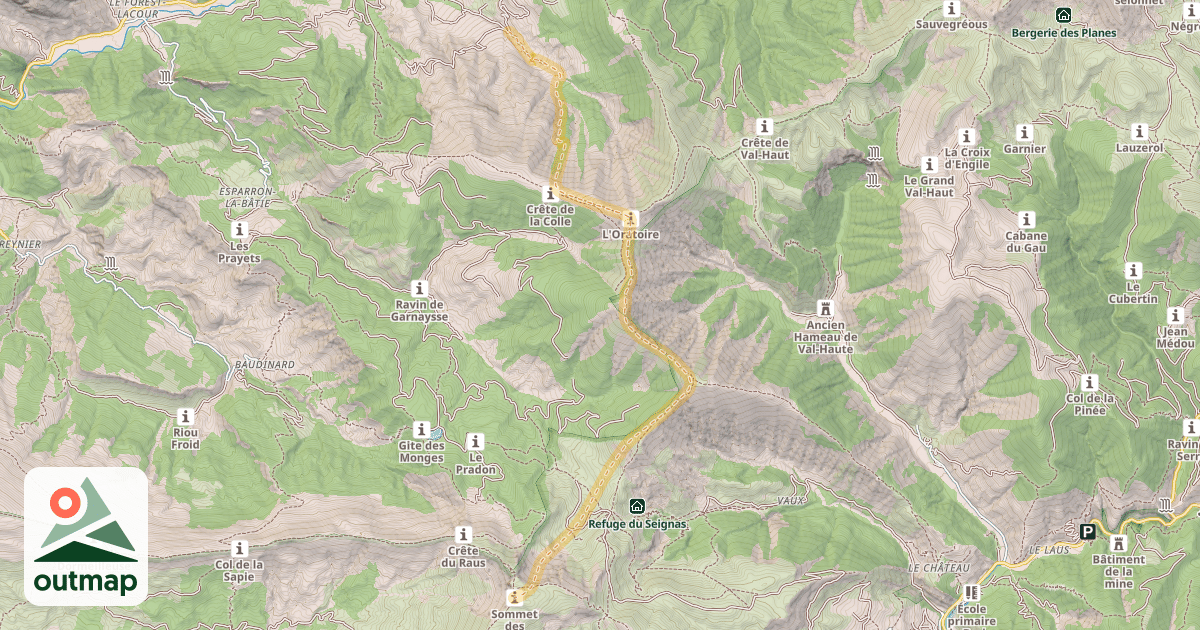 Map of Les Monges — Chanteron