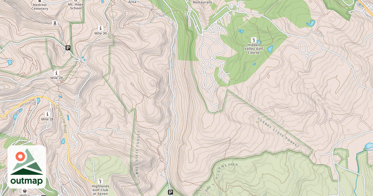 Map of Laurel Highlands Snowmobile Trail (Southern)