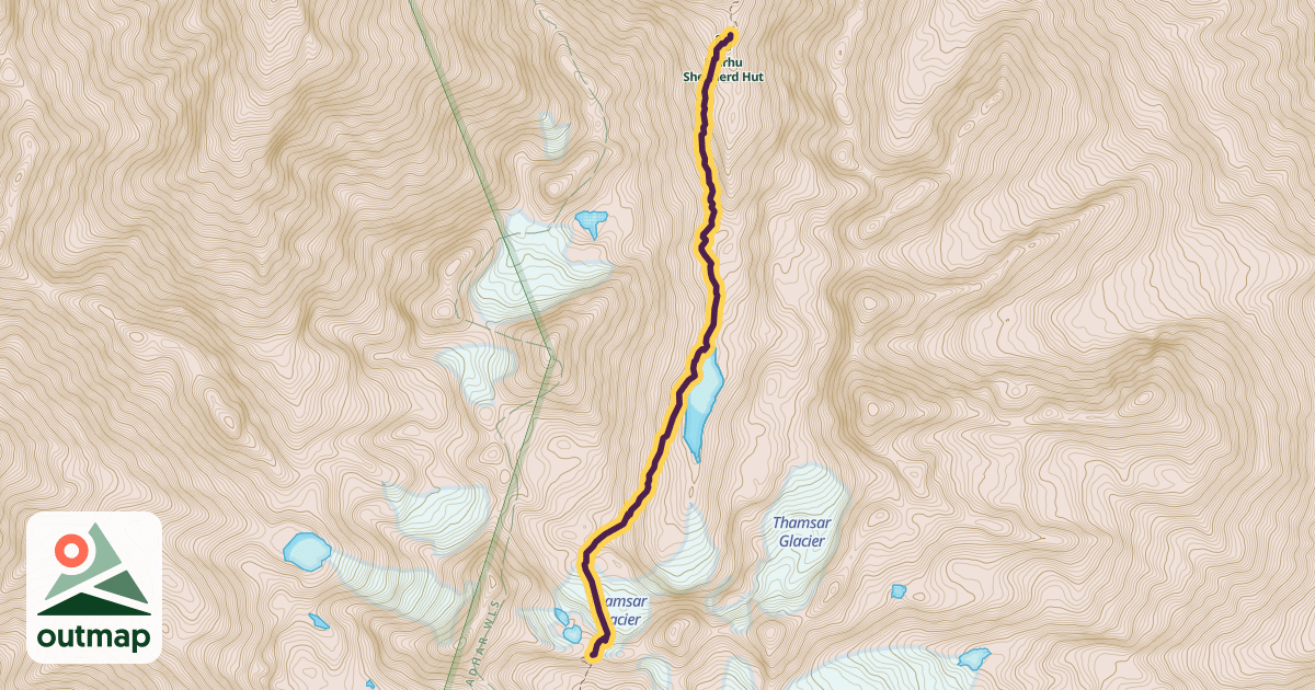Map of Thamsar Pass Marhu Trail