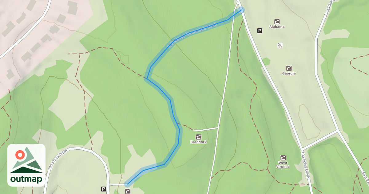 Map of 100 Acres Connector Trail