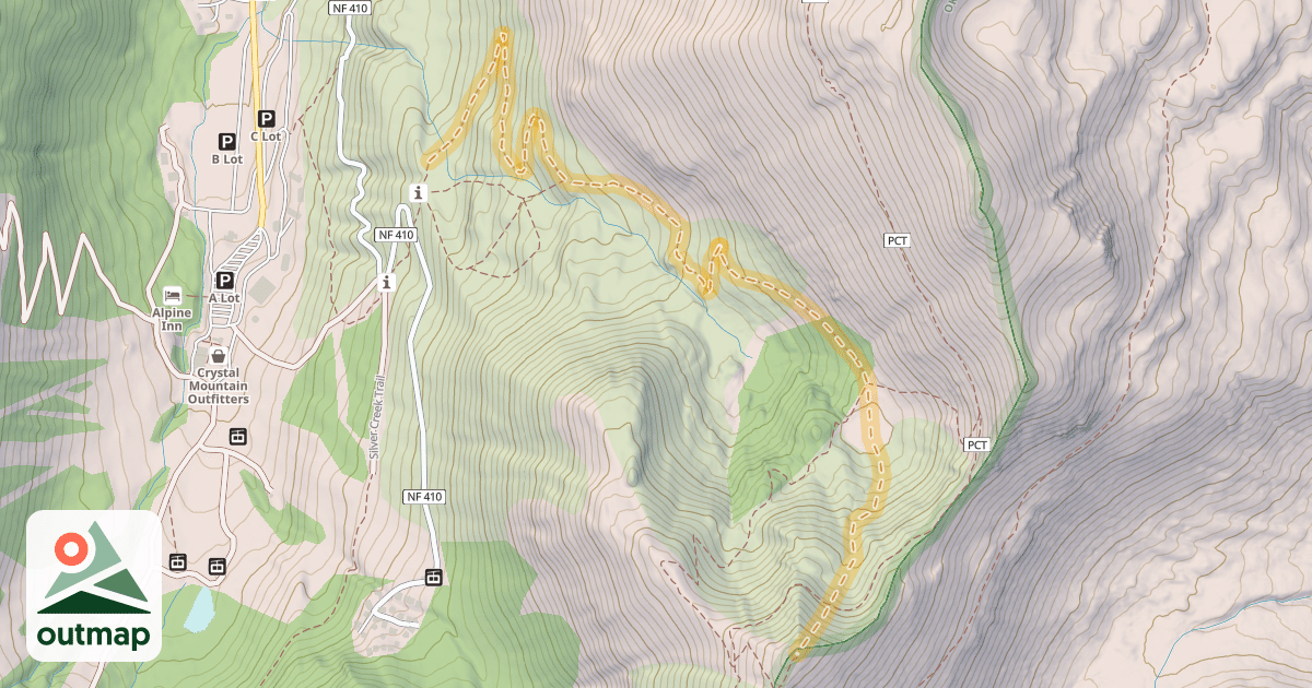 Map of Bullion Basin ski Tour