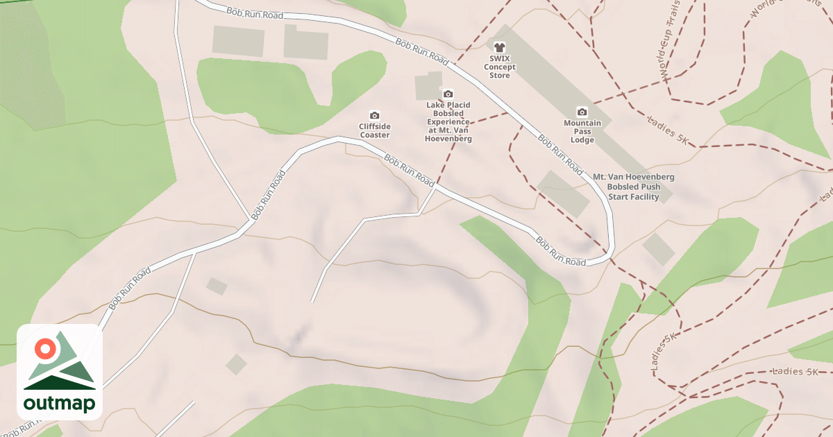 Map of Mt. Van Hoevenberg Olympic Bobsled Run