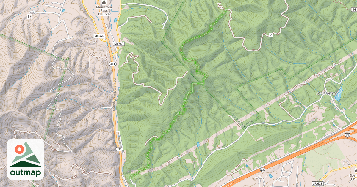 Map of Hinchee Trail in Roanoke
