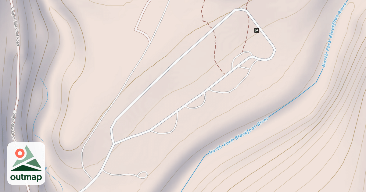 Map of LAKE CR CAMP (N FK BLACKFOOT)