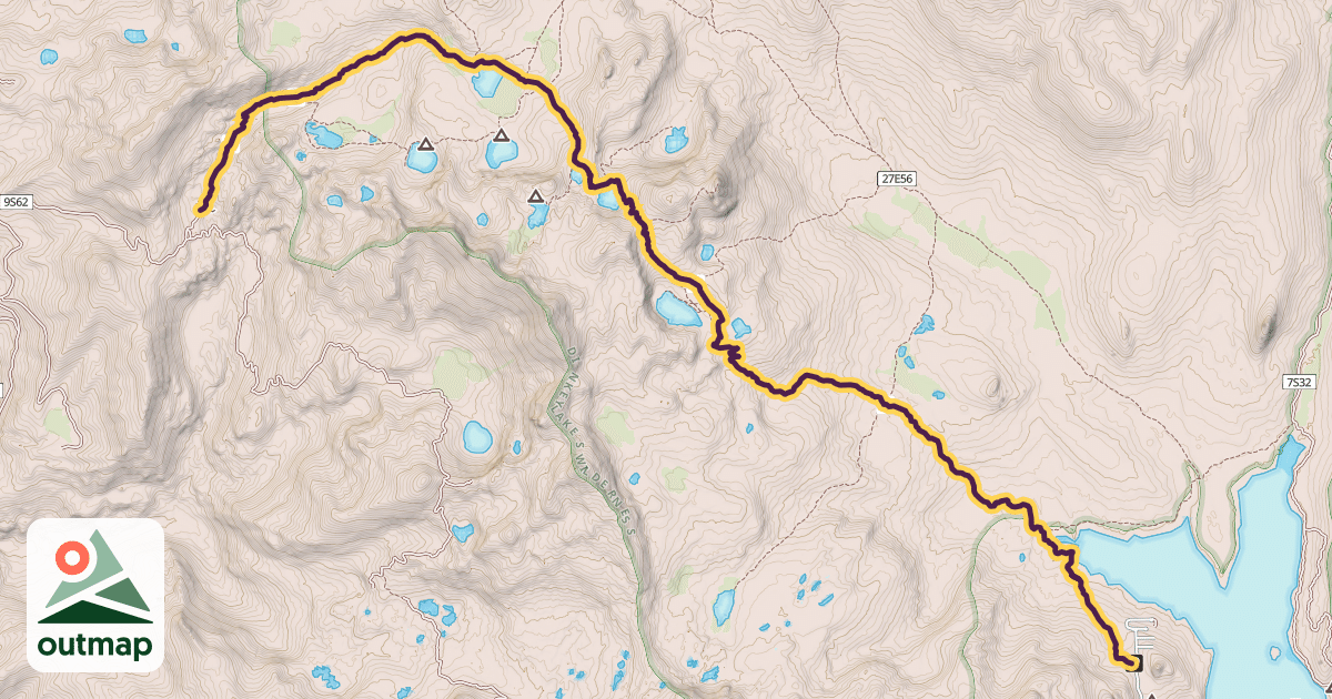 Map of Dinkey Lakes Trail