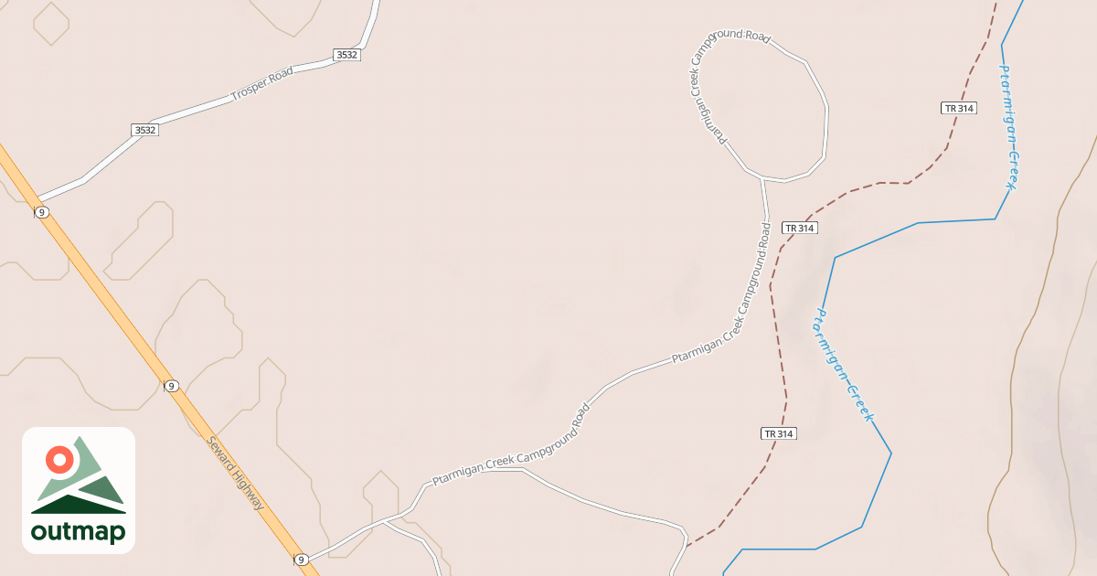 Map of PTARMIGAN CREEK CAMPGROUND RD