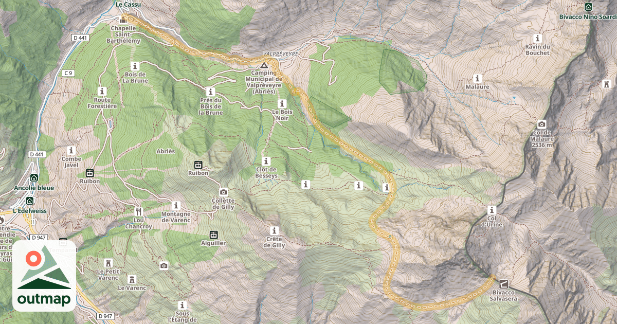 Map of Col d'Urine — Le Roux