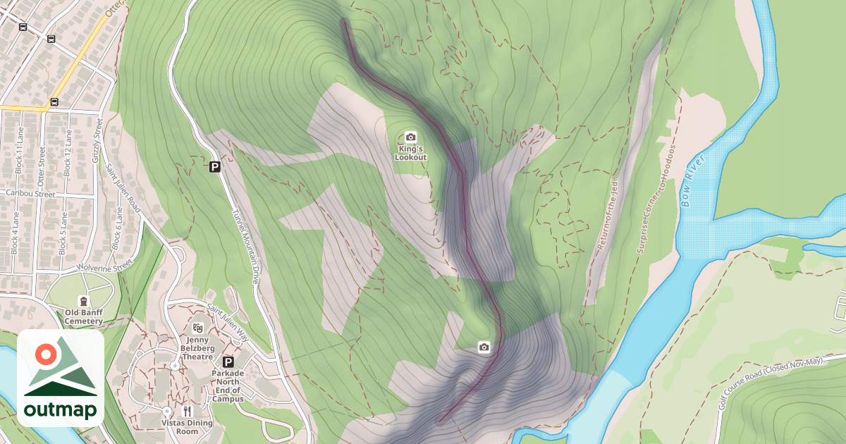 Map of Tunnel Mountain