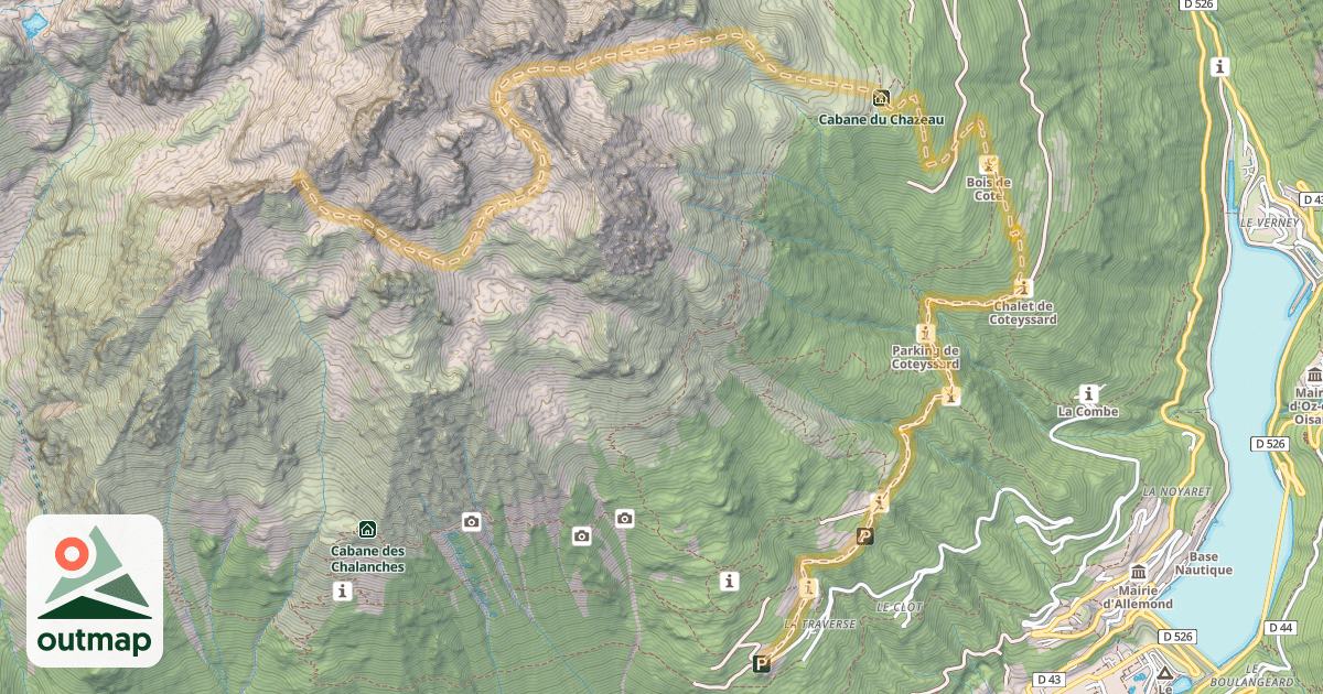 Map of Col de la Portette — Allemond-La-Traverse
