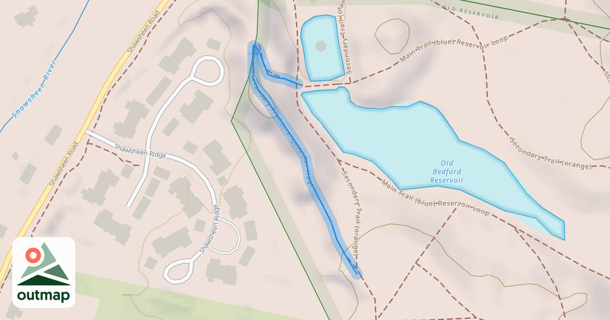 Map of Secondary Trail (orange) esker ridge