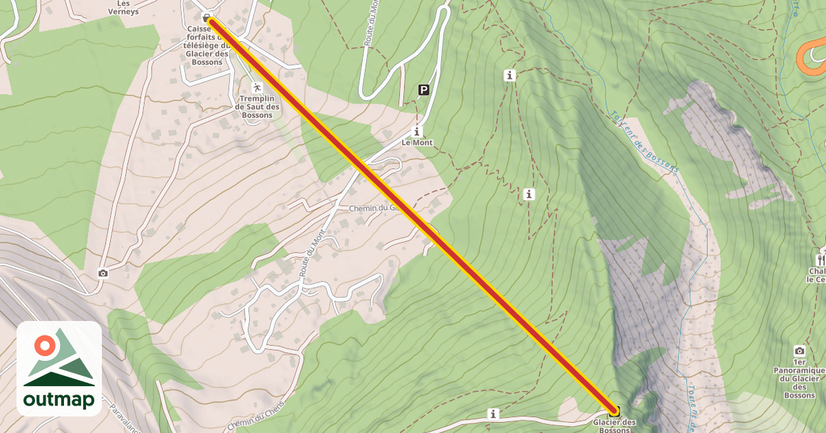 Map of Glacier des Bossons