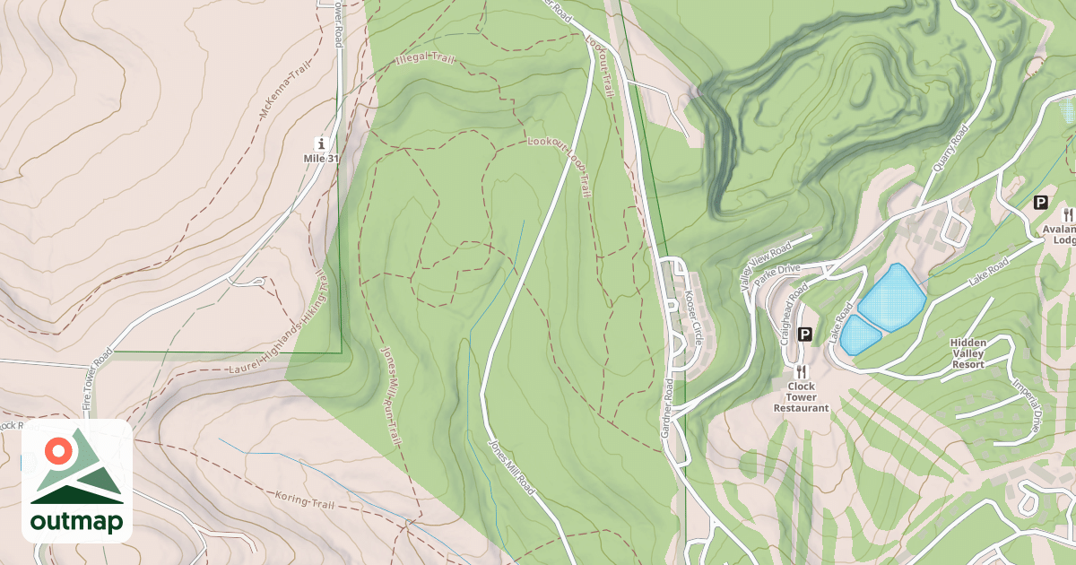 Map of Laurel Highlands Snowmobile Trail (Southern)
