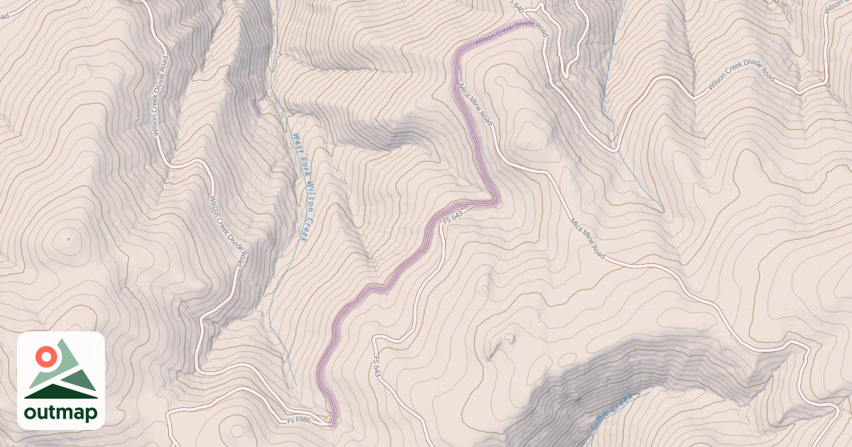 Map of Wilson Creek Divide Road