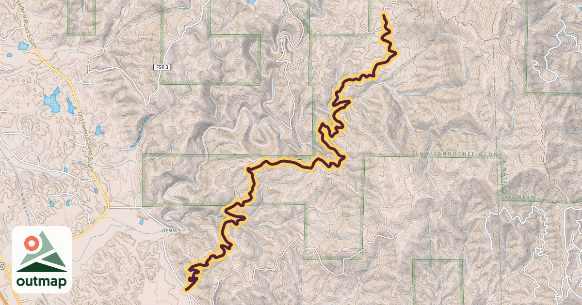 Map of Pinhoti National Recreational Trail
