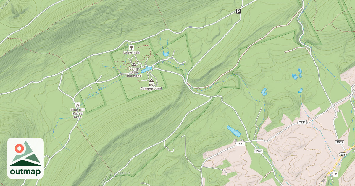 Map of Rothrock State Forest Seven Mountains Snowmobile Trails