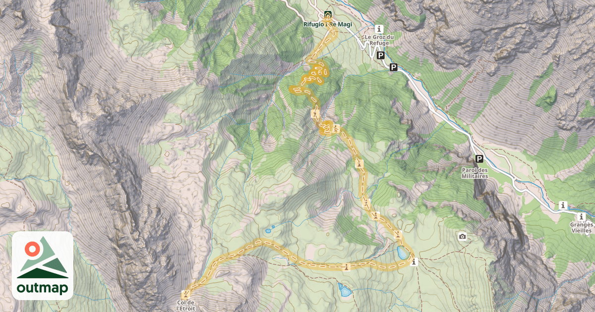 Map of Col de l'Étroit du Vallon — Refuge de la Vallée Étroite