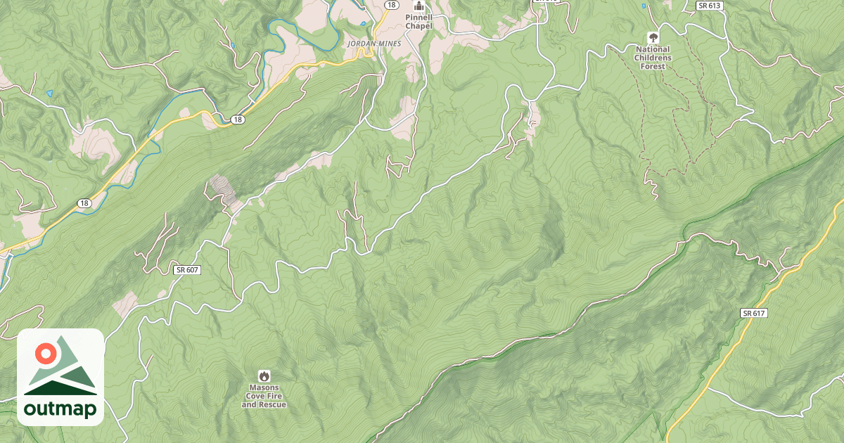 Map of POTTS MOUNTAIN (THE GRADE)
