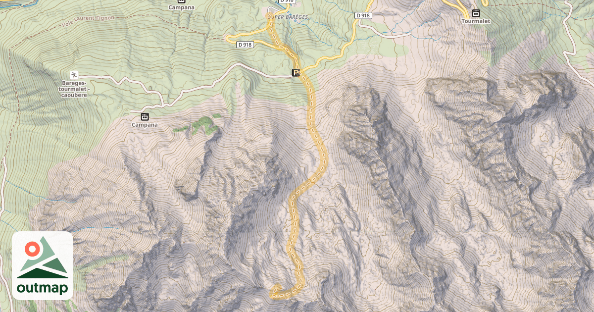 Map of Crête de la Pègue — Super Barèges