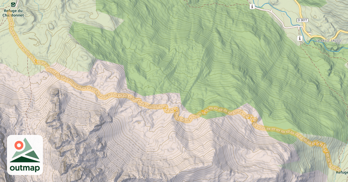 Map of Liason Refuge de Buffère - Refuge du chardonnet sauvage